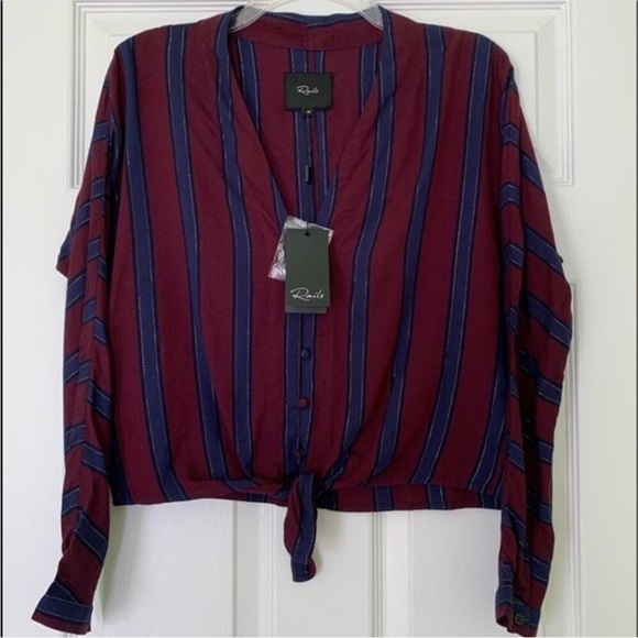 Rails Sloane Striped Metallic Tie Front Top Janeiro Stripe - Picture 6 of 9